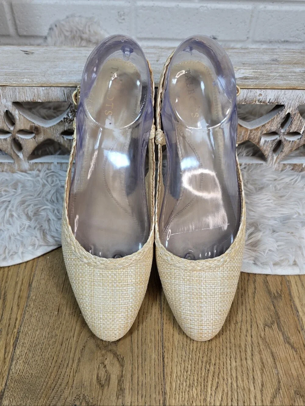 Talbots Woven Slingback Block Heel Pumps in Natural Size 8.5